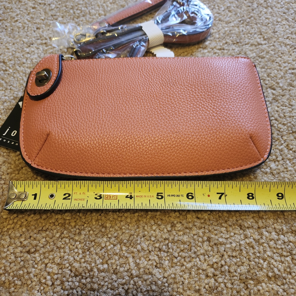 Joy Susan Dark Coral/Rust Textured Leather Wristlet Clutch - Picture 5 of 9